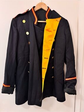 Vintage 70s Sol Frank Marching Band Uniform Jacket Black Gold Military